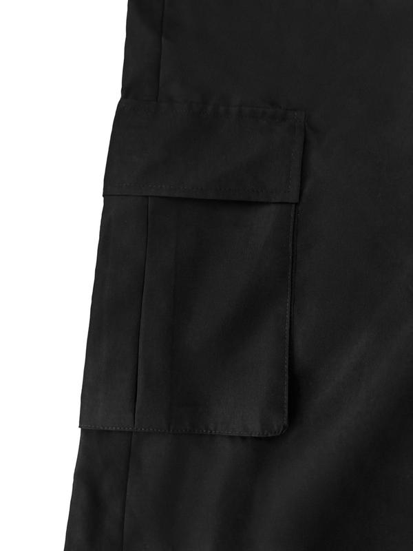 Women's Solid Pocket Design Cargo Pants, Casual Streetwear Trousers for Daily Wear, Ladies Bottoms for All Seasons